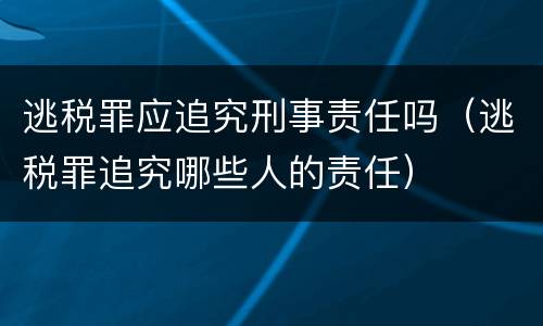 逃税罪应追究刑事责任吗（逃税罪追究哪些人的责任）