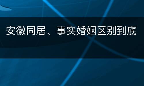 安徽同居、事实婚姻区别到底