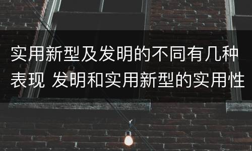 实用新型及发明的不同有几种表现 发明和实用新型的实用性