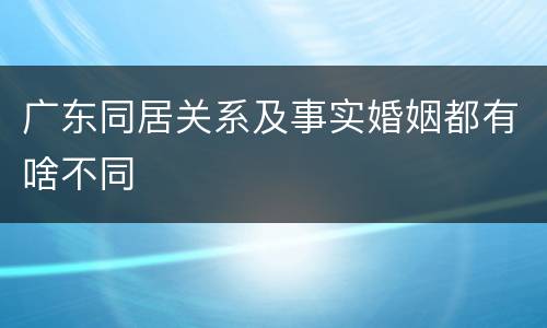 广东同居关系及事实婚姻都有啥不同