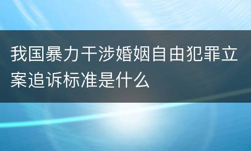 我国暴力干涉婚姻自由犯罪立案追诉标准是什么