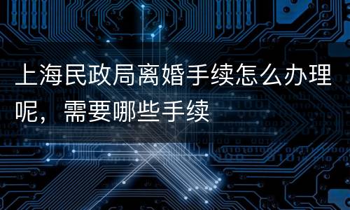 上海民政局离婚手续怎么办理呢，需要哪些手续