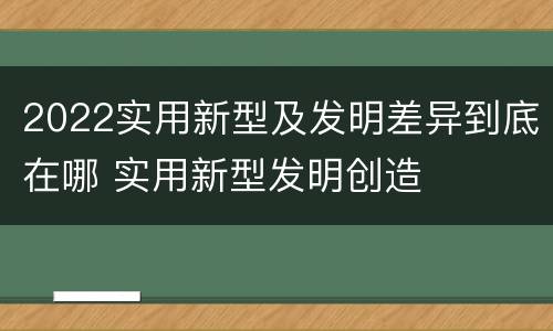 2022实用新型及发明差异到底在哪 实用新型发明创造