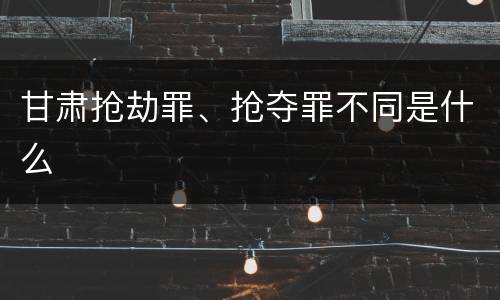 甘肃抢劫罪、抢夺罪不同是什么
