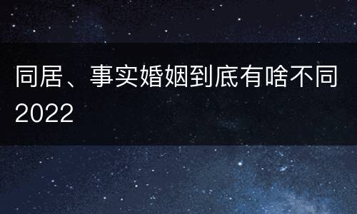 同居、事实婚姻到底有啥不同2022