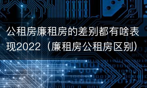 公租房廉租房的差别都有啥表现2022（廉租房公租房区别）