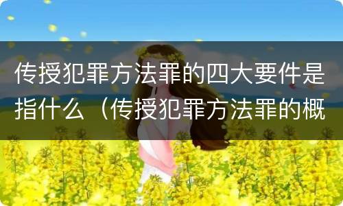传授犯罪方法罪的四大要件是指什么（传授犯罪方法罪的概念和特征是什么）