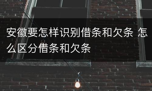 安徽要怎样识别借条和欠条 怎么区分借条和欠条