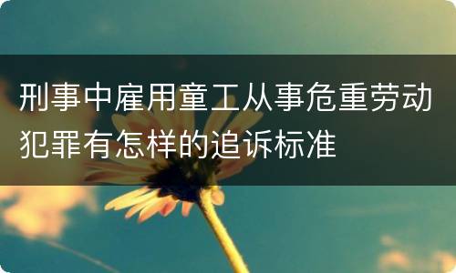 刑事中雇用童工从事危重劳动犯罪有怎样的追诉标准