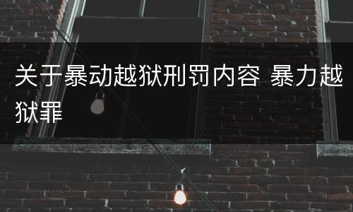 关于暴动越狱刑罚内容 暴力越狱罪