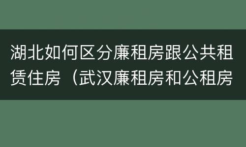 湖北如何区分廉租房跟公共租赁住房（武汉廉租房和公租房的区别）