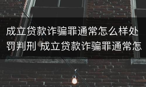 成立贷款诈骗罪通常怎么样处罚判刑 成立贷款诈骗罪通常怎么样处罚判刑吗