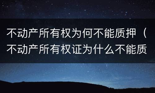 不动产所有权为何不能质押（不动产所有权证为什么不能质押）