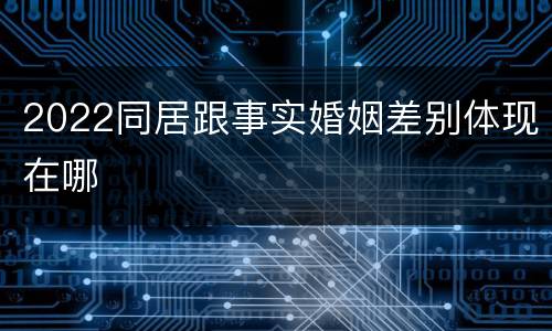 2022同居跟事实婚姻差别体现在哪