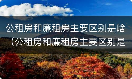 公租房和廉租房主要区别是啥（公租房和廉租房主要区别是啥意思）