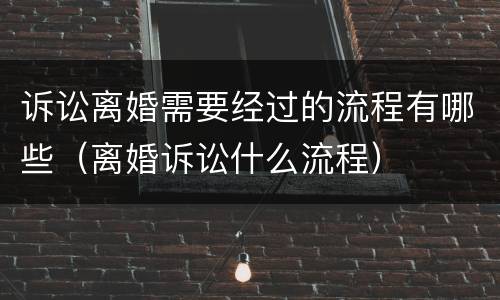 诉讼离婚需要经过的流程有哪些（离婚诉讼什么流程）