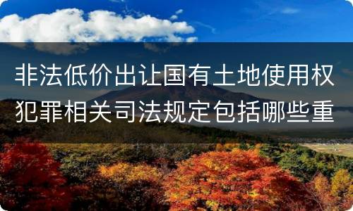 非法低价出让国有土地使用权犯罪相关司法规定包括哪些重要内容