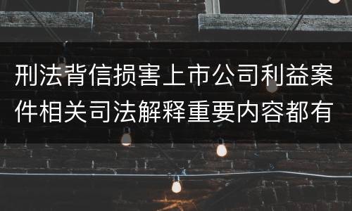 刑法背信损害上市公司利益案件相关司法解释重要内容都有哪些