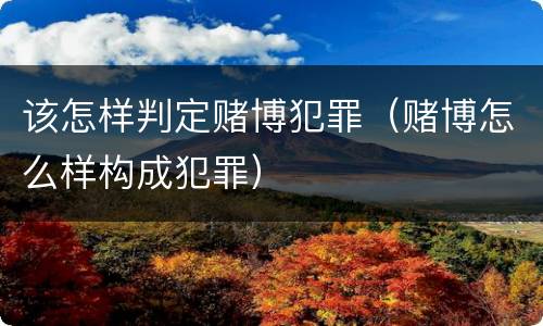 该怎样判定赌博犯罪（赌博怎么样构成犯罪）