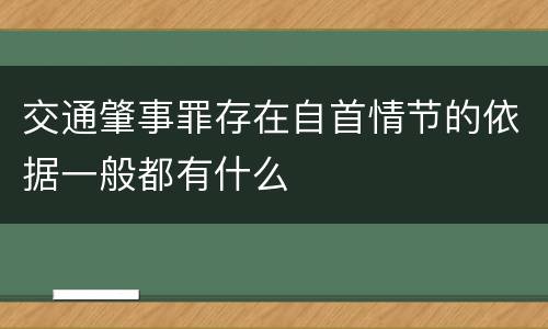 交通肇事罪存在自首情节的依据一般都有什么
