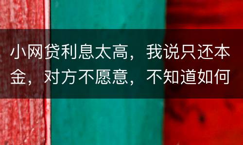 小网贷利息太高，我说只还本金，对方不愿意，不知道如何是好