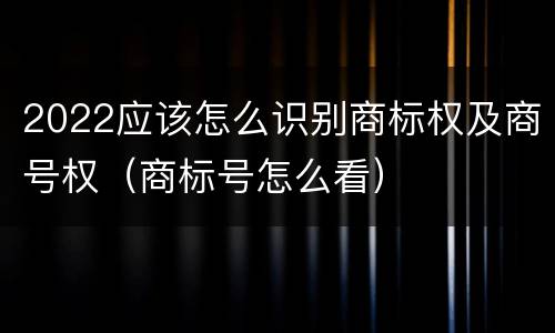2022应该怎么识别商标权及商号权（商标号怎么看）