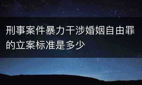 刑事案件暴力干涉婚姻自由罪的立案标准是多少
