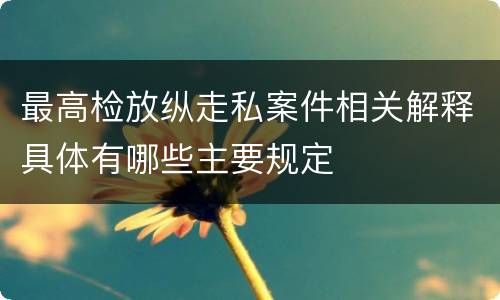 最高检放纵走私案件相关解释具体有哪些主要规定