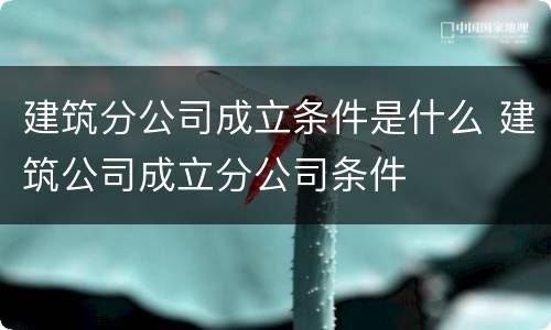建筑分公司成立条件是什么 建筑公司成立分公司条件