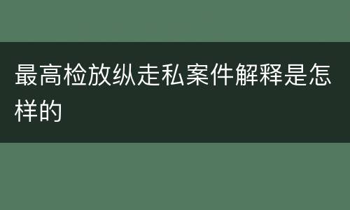 最高检放纵走私案件解释是怎样的