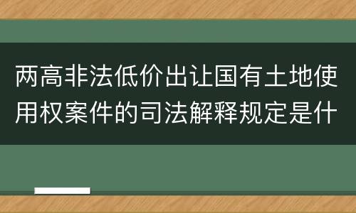 两高非法低价出让国有土地使用权案件的司法解释规定是什么