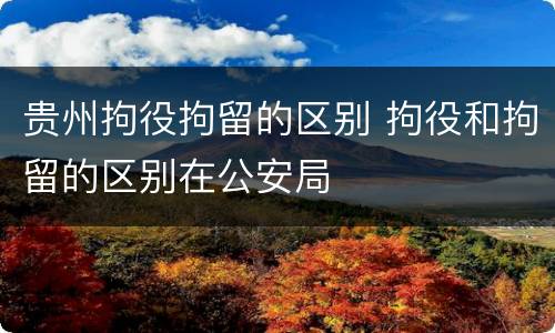 贵州拘役拘留的区别 拘役和拘留的区别在公安局
