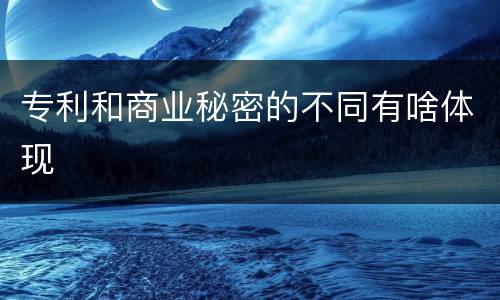 专利和商业秘密的不同有啥体现