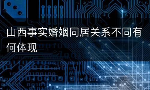 山西事实婚姻同居关系不同有何体现