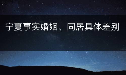宁夏事实婚姻、同居具体差别