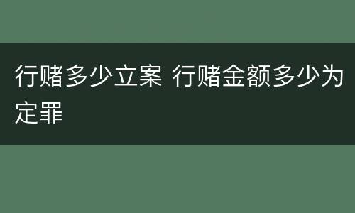 行赌多少立案 行赌金额多少为定罪