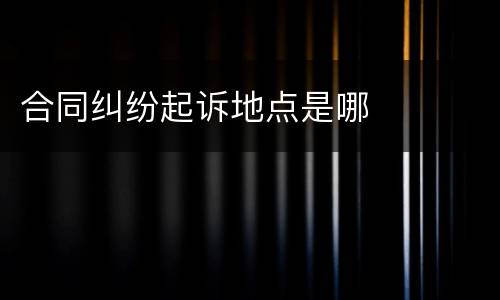 合同纠纷起诉地点是哪