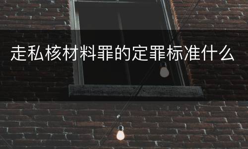 走私核材料罪的定罪标准什么