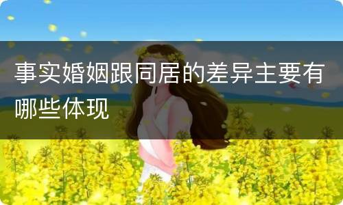 事实婚姻跟同居的差异主要有哪些体现