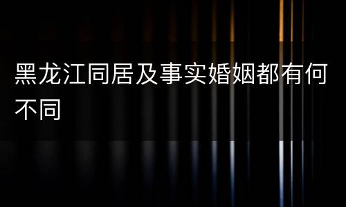 黑龙江同居及事实婚姻都有何不同