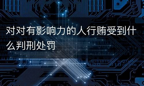 对对有影响力的人行贿受到什么判刑处罚