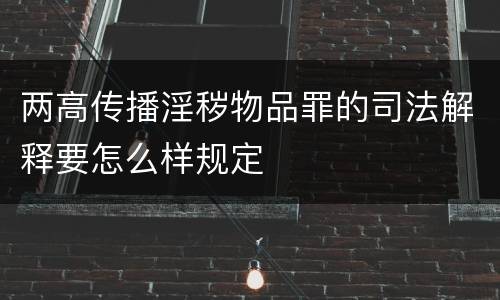 两高传播淫秽物品罪的司法解释要怎么样规定