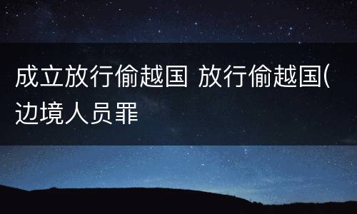 成立放行偷越国 放行偷越国(边境人员罪