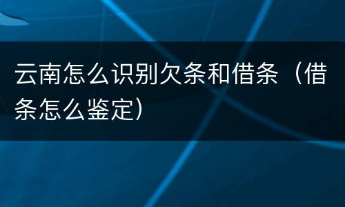 云南怎么识别欠条和借条（借条怎么鉴定）