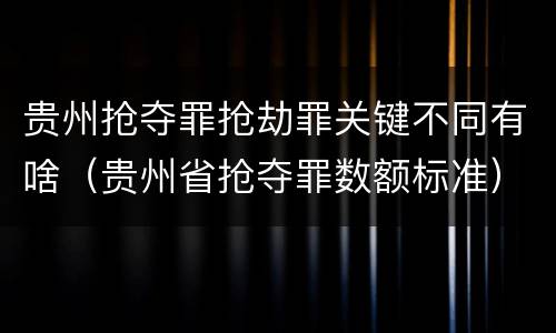 贵州抢夺罪抢劫罪关键不同有啥（贵州省抢夺罪数额标准）