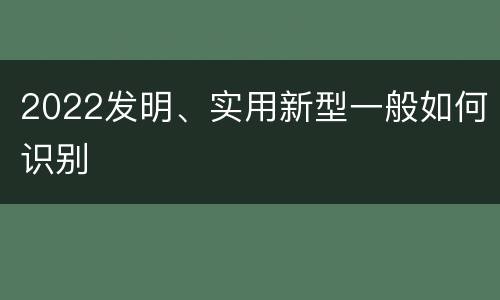 2022发明、实用新型一般如何识别
