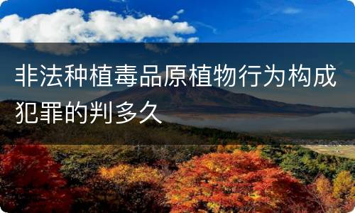 非法种植毒品原植物行为构成犯罪的判多久