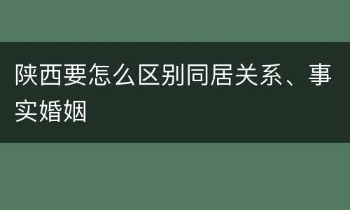 陕西要怎么区别同居关系、事实婚姻