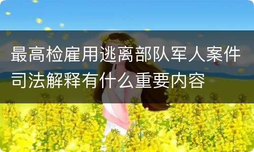 最高检雇用逃离部队军人案件司法解释有什么重要内容