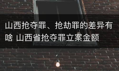 山西抢夺罪、抢劫罪的差异有啥 山西省抢夺罪立案金额